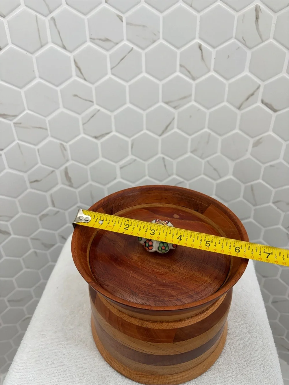 Handmade Wooden Storage Jar - Brown